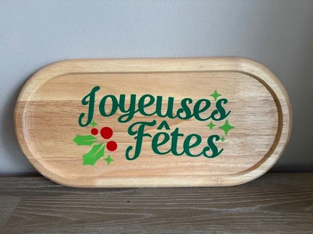 Plateau de Service 22x10cm - Joyeuses Fêtes | Pivoine et Coton