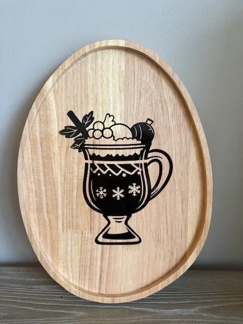 Plateau ovale 23x31,5cm - Chocolat chaud Noël | Pivoine et Coton