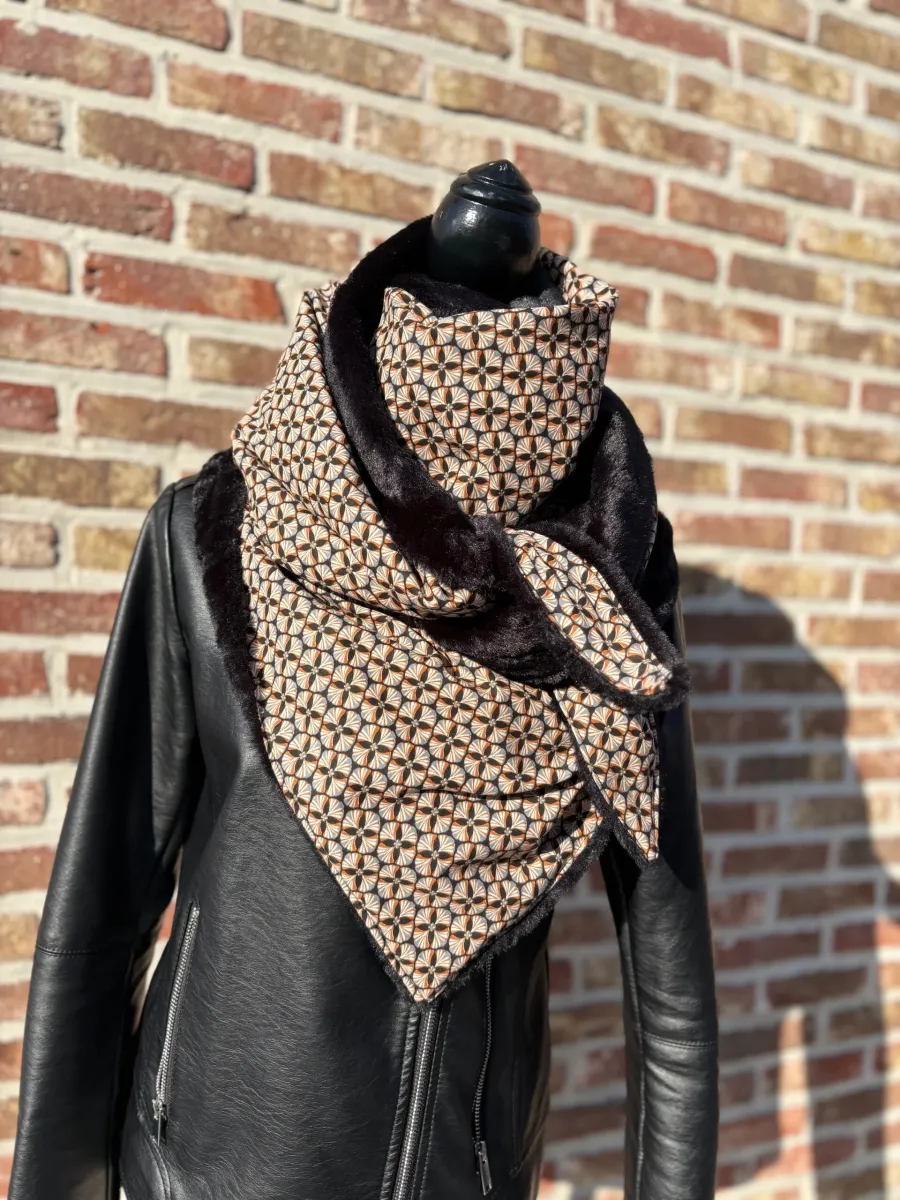 Foulard d'hiver - Noir & marron | Pivoine et Coton