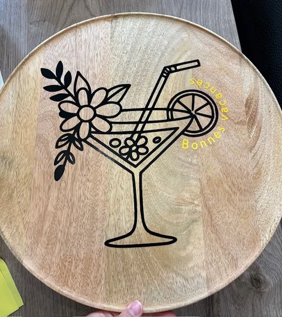 Plateau apéritif 37cm de diam. -  | Pivoine et Coton