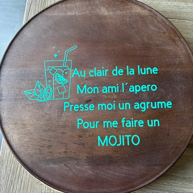 Plateau apéritif 37cm de diam. -  | Pivoine et Coton