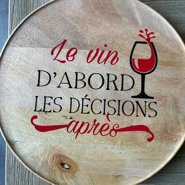 Plateau apéritif 37cm de diam. -  | Pivoine et Coton