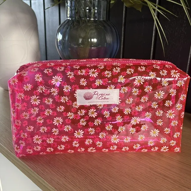 trousse PVC Margueritte rose (2) | Pivoine et Coton